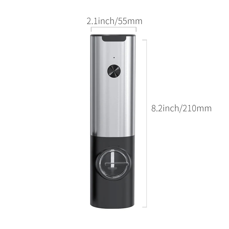 Electric Stainless Steel Spice Grinder with LED Light & Charging Base