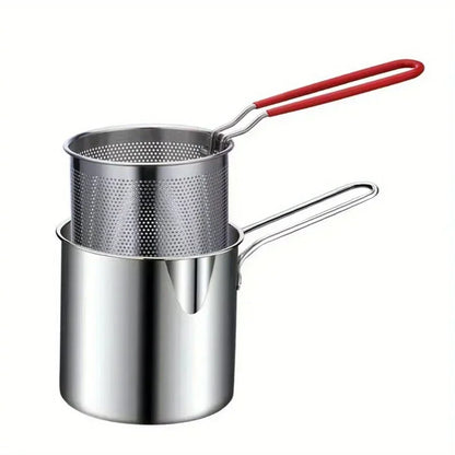 Household Deep Frying Pot with Removable Strainer for Chips & Chicken