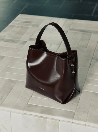 LA FESTIN Split Leather Bucket Tote Bag