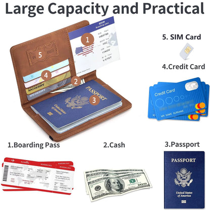 PU Leather Passport Cover & Document Organizer