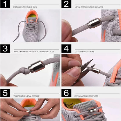 Elastic No-Tie Shoelaces with Metal Lock