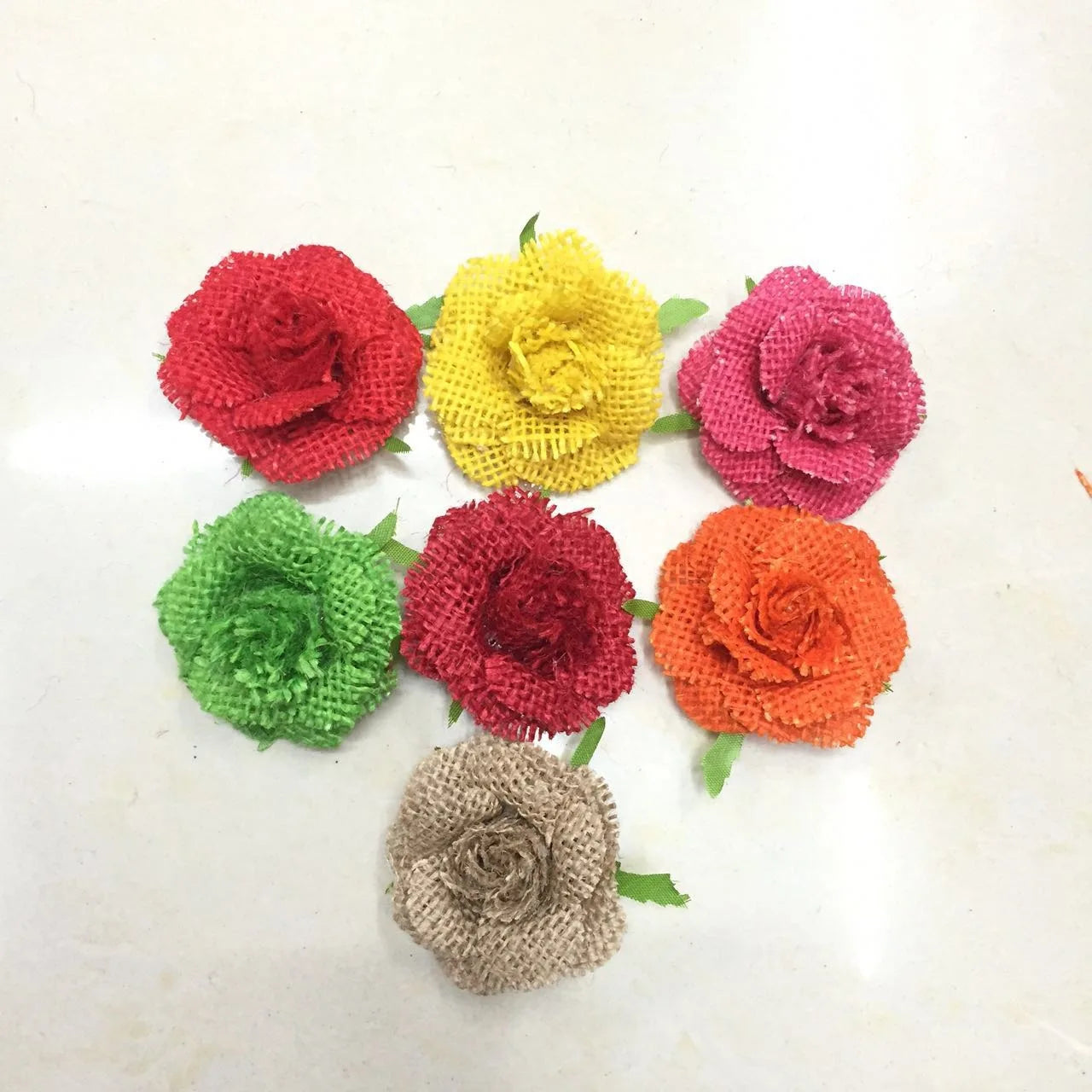 1/2/5pcs Hemp Braided Ribbon Burlap Handmade Flowers Rose