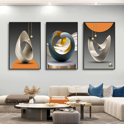 3Pcs Modern Geometric Wall Art Canvas Artwork Painting