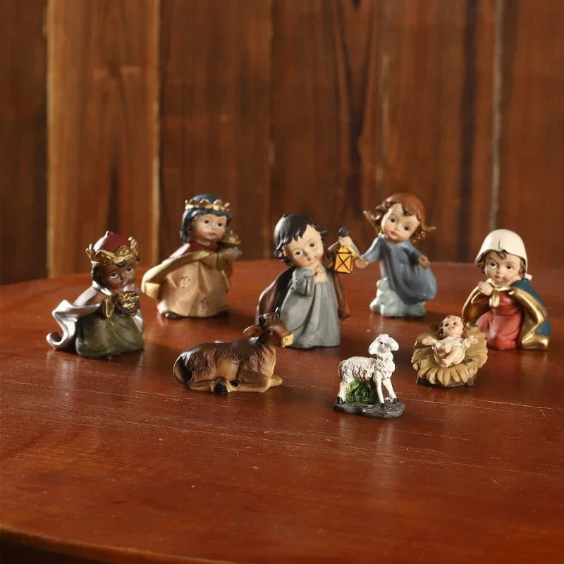 11-Piece Resin Christmas Nativity Figurine Set