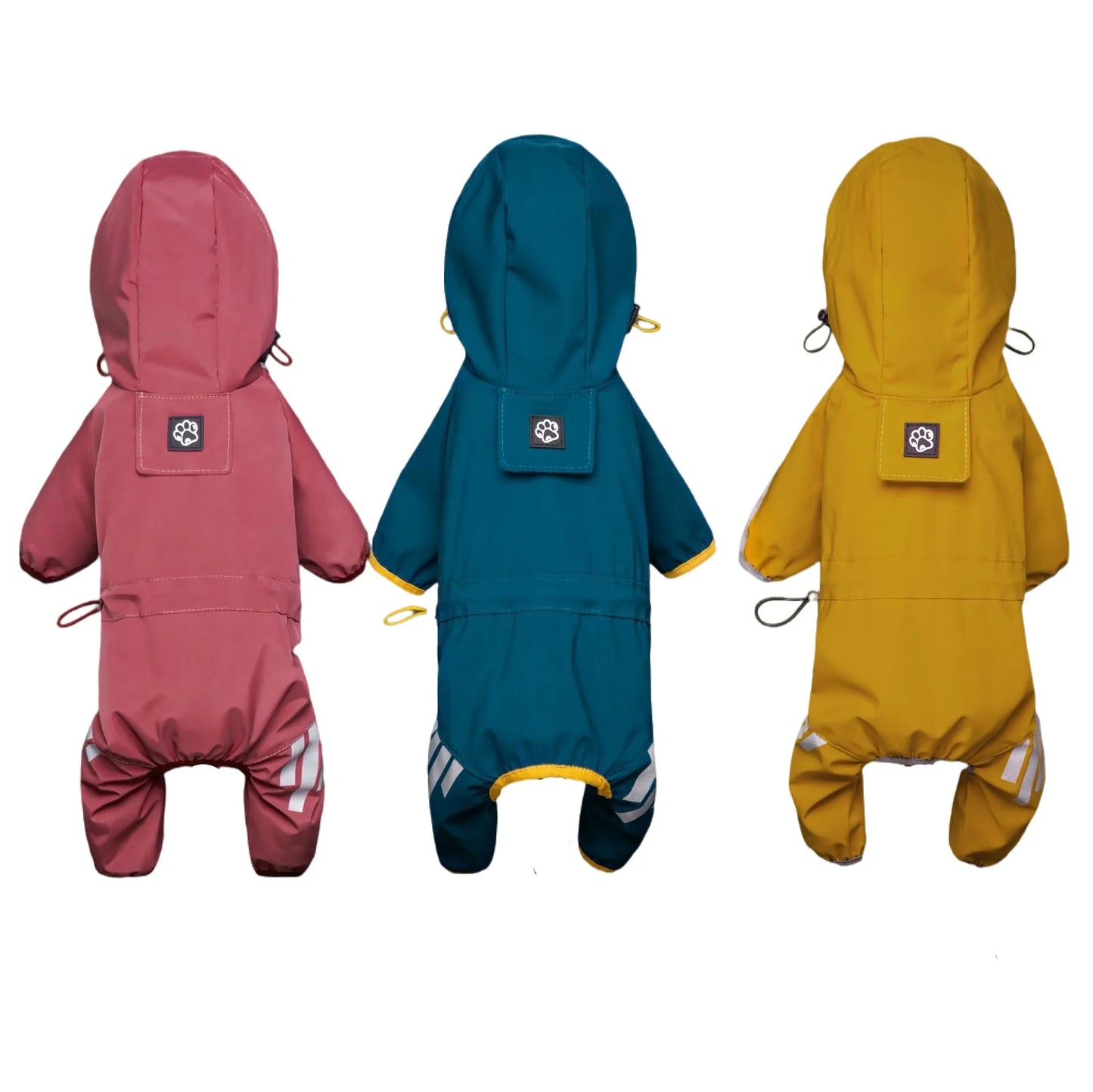 Full-Body Waterproof Dog Overalls with Reflective Strips & Hood