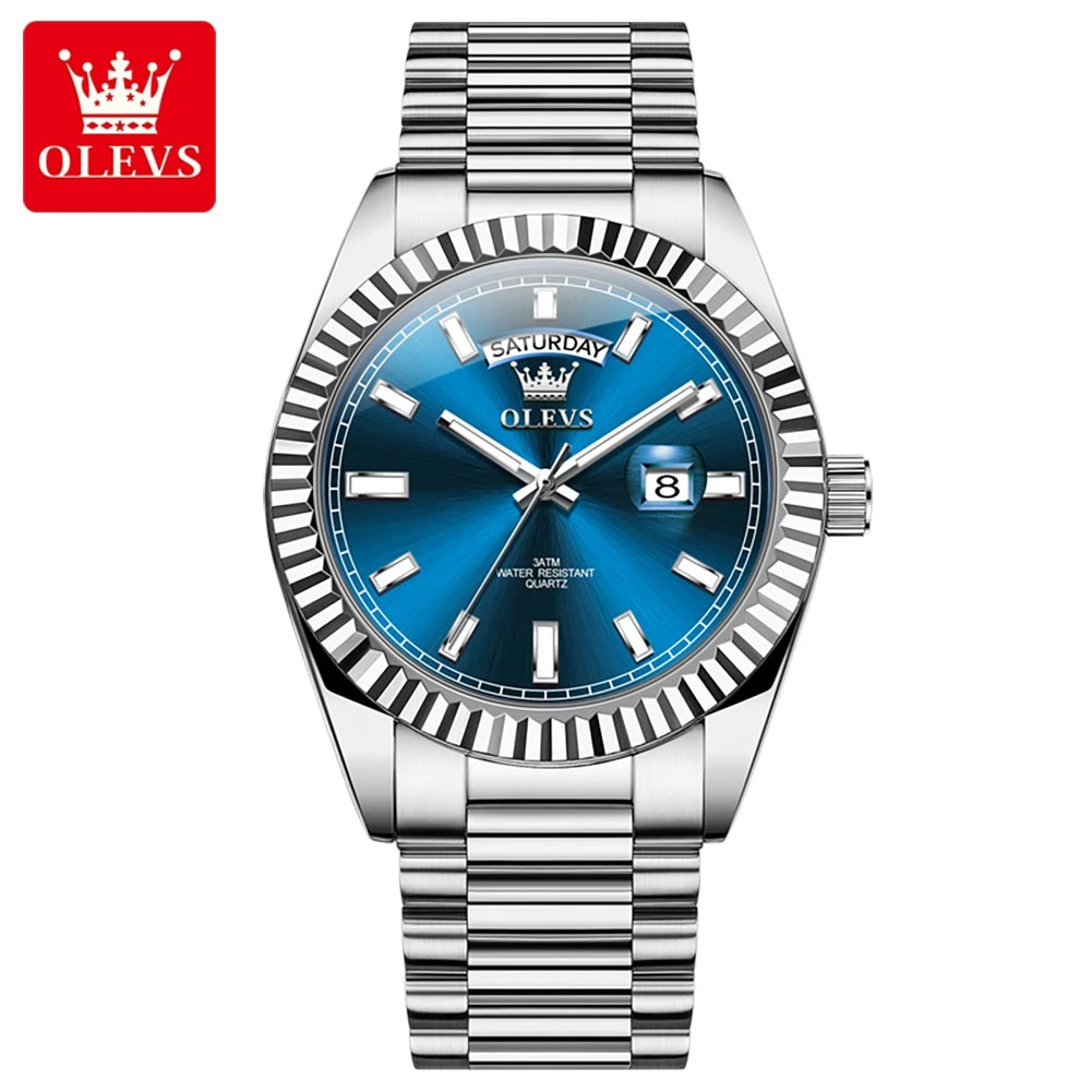 OLEVS Men's Rose Gold Stainless Steel Quartz Watch