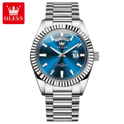 OLEVS Men's Rose Gold Stainless Steel Quartz Watch