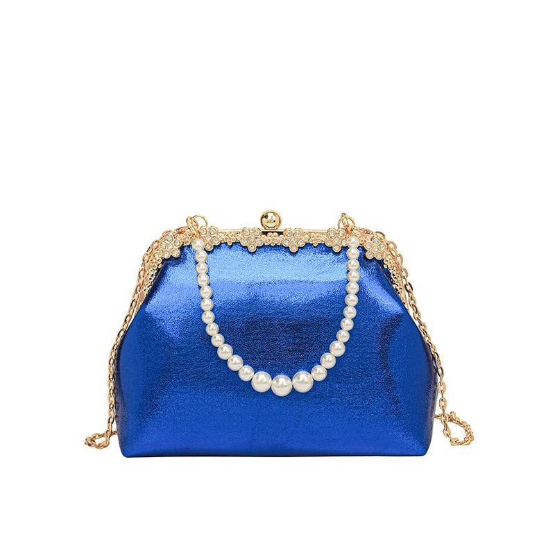 Luxury Pearl Chain Minaudière Shoulder Bag