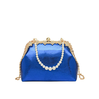 Luxury Pearl Chain Minaudière Shoulder Bag
