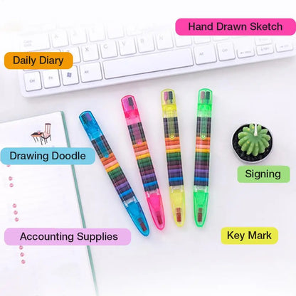 20-Color Rainbow Crayon Pen