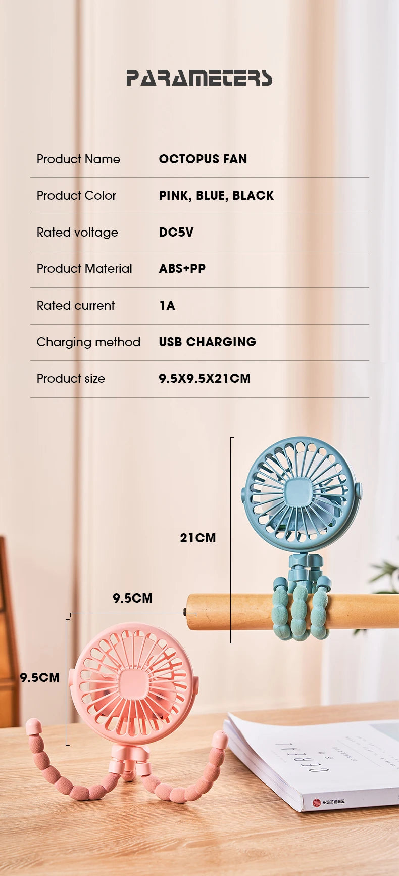 Portable Flexible Tripod Fan