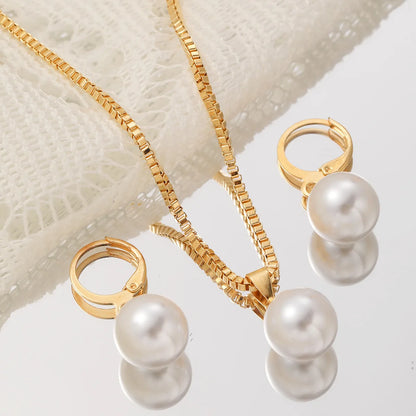 Pearl Necklace & Dangle Earrings Set