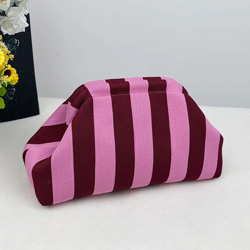 Bright Striped Knit Cloud Bag