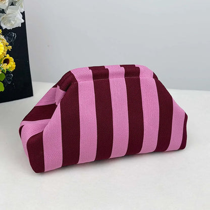 Bright Striped Knit Cloud Bag