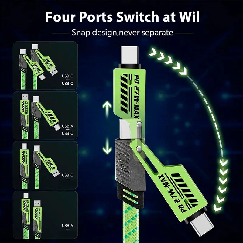 4-in-1 65W Fast Charging Multi-Port USB-C Cable