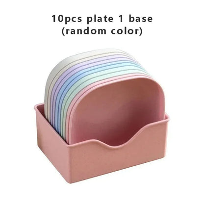 Square Plastic Snack Plates Set
