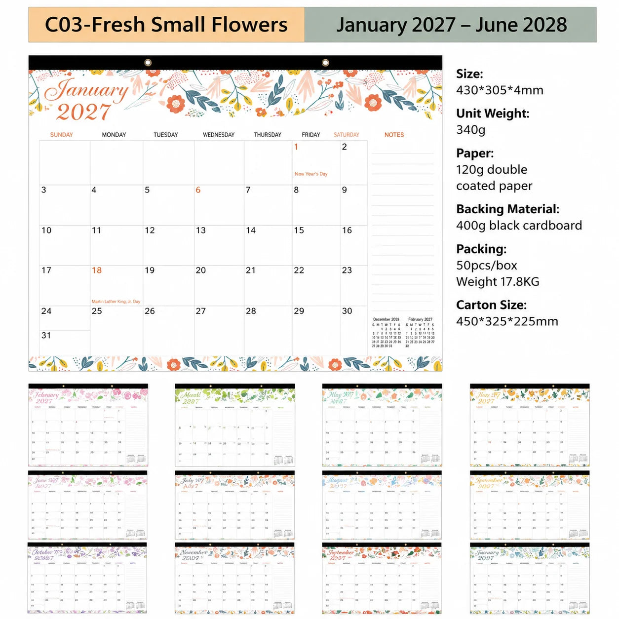 2027 Large Wall Calendar Planner – 18 Month Monthly Organizer