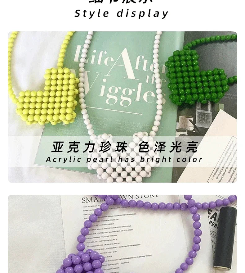 Mini Heart Beaded Crossbody Bag