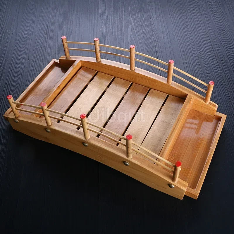 Japanese Wooden Sushi Bridge Serving Platter