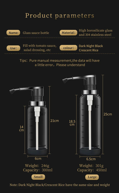 Glass Pump Sauce Dispenser Bottle