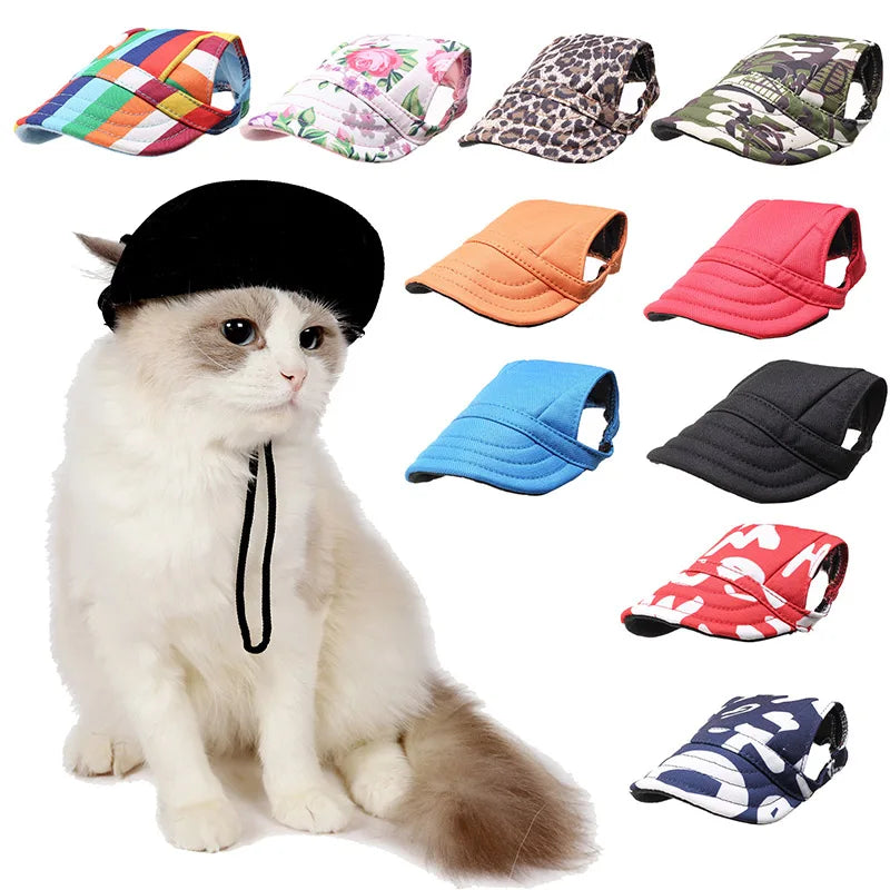 Summer Sunscreen Dog Baseball Cap with Ear Holes