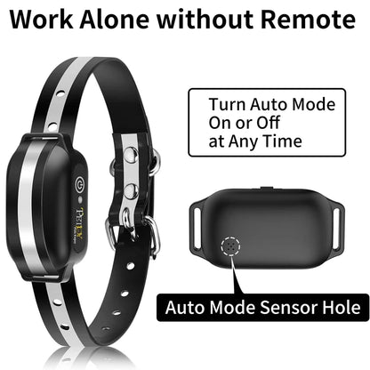 IPX7 Waterproof Remote Dog Training Collar with Auto Anti-Bark Mode