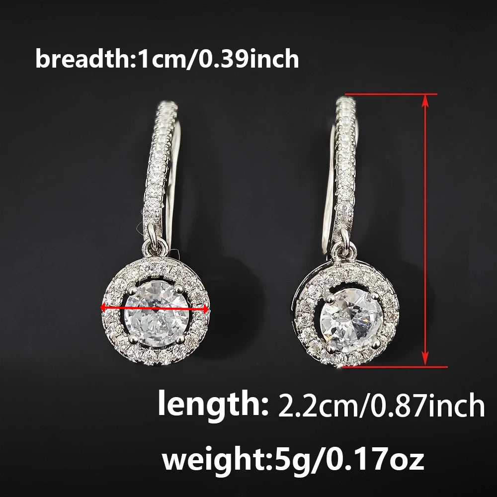 Halo Cubic Zirconia Drop Earrings