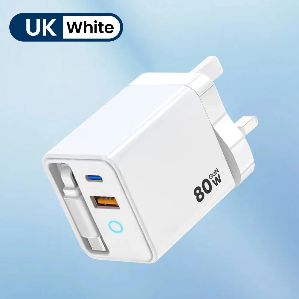 Elough 80W GaN Fast Charger with Multi-Port Cable