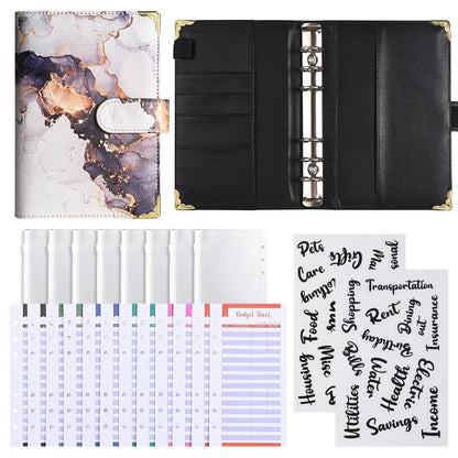 A6 Marble Budget Planner Binder with Cash Envelopes