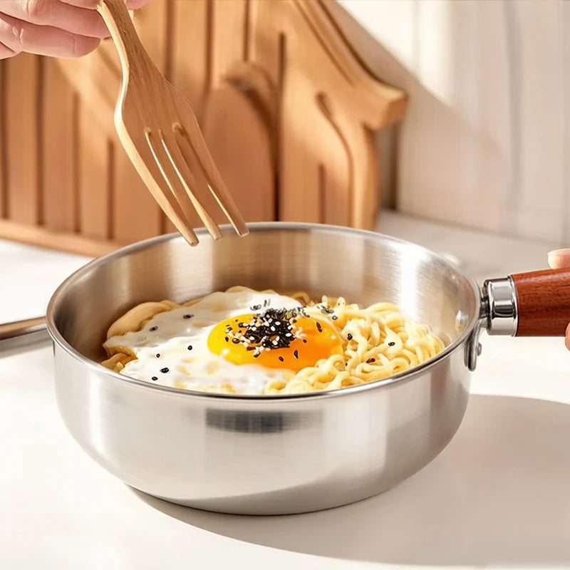 Stainless Steel Milk Pot with Wooden Handle