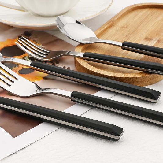 Stainless Steel Cutlery Set with Wood-Effect Handles