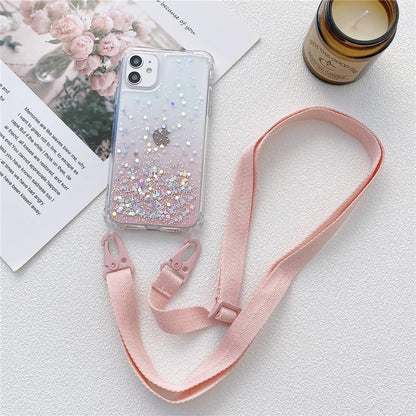 Crossbody Clear Case For iPhone 15 14 11 12 13 Pro Max Mini Silicone Cover