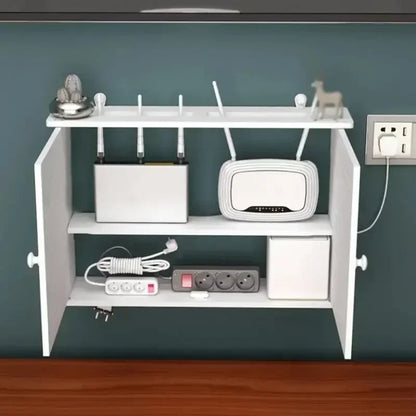 Wall Mounted WiFi Router & Cable Organizer Shelf