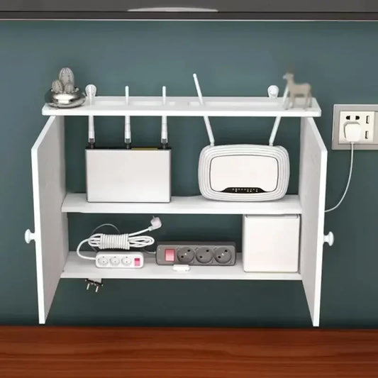Wall Mounted WiFi Router & Cable Organizer Shelf
