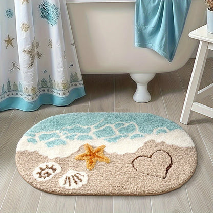 Ocean-Themed Plush Bathroom Mat