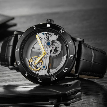 Men's Automatic Skeleton Mechanical Leather Watch