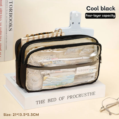 Transparent Four-Layer Pencil Bag