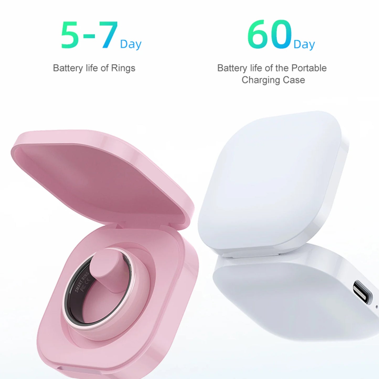 Smart Health Tracking Ring with Charging Case