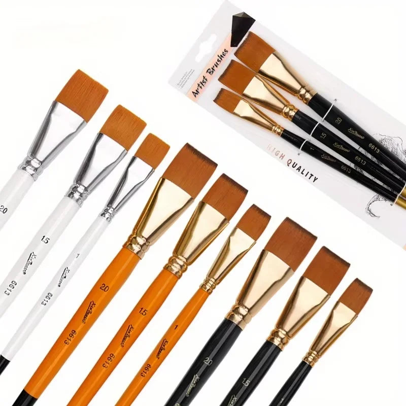 Large Flat Paint Brush Set