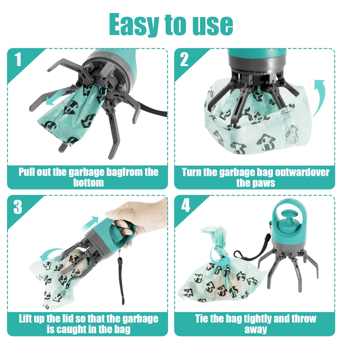 Portable Dog Pooper Scooper with Waste Bag Dispenser