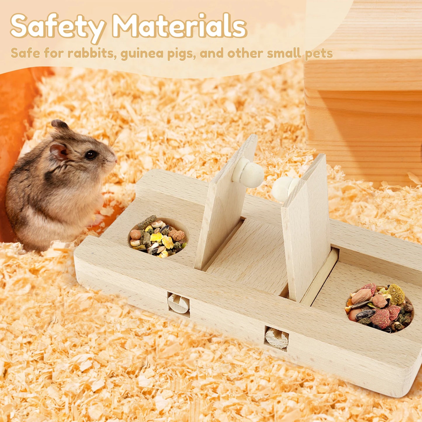6-in-1 Wooden Small Pet Foraging Puzzle Feeder