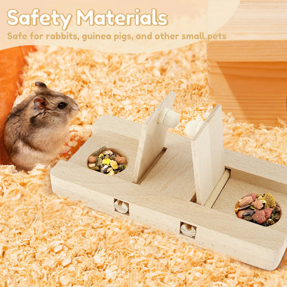6-in-1 Wooden Small Pet Foraging Puzzle Feeder