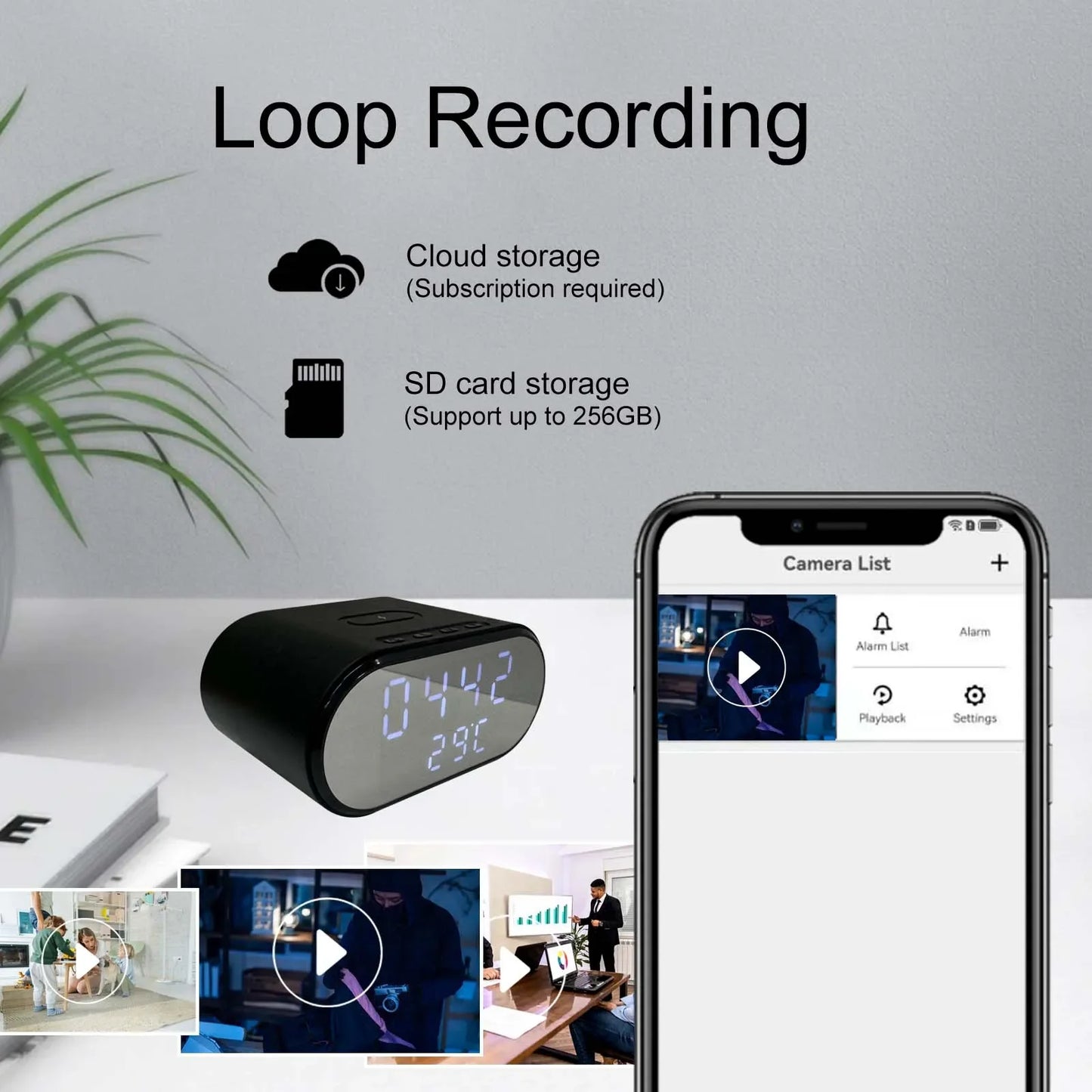 Smart 4K HD WiFi Clock Camera with Motion Detection