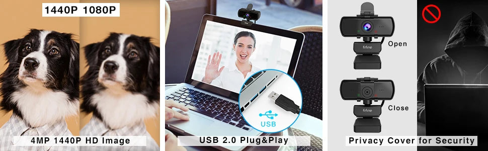 K420 1440p USB Webcam with Microphone & Tripod