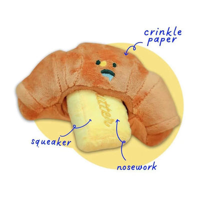 Croissant Plush Dog Toy – Chew & Interactive Puppy Toy