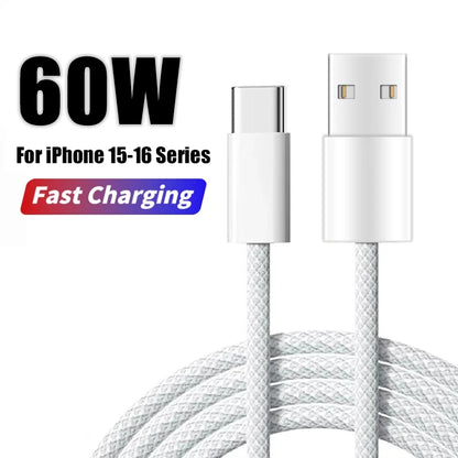 60W USB-A to USB-C Braided Fast Charging Cable