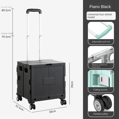 Foldable Camping Trolley Storage Box with Wheels