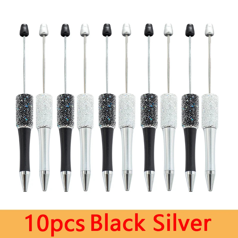 10Pcs DIY Plastic Beaded Ballpoint Pens