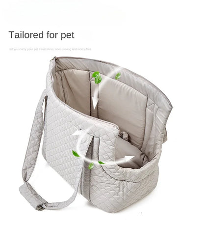 Quilted Pet Carrier Shoulder Bag