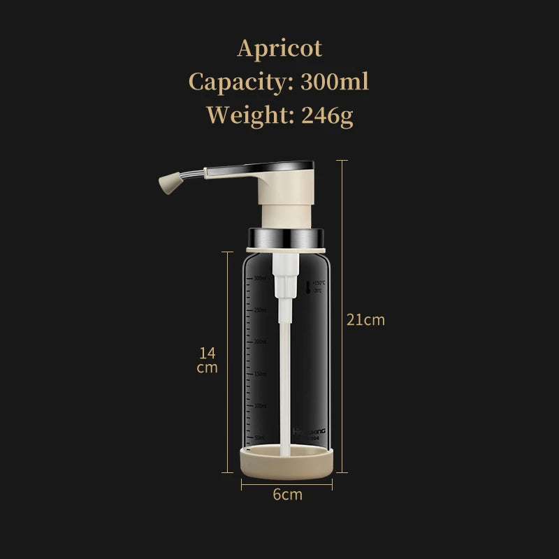 Glass Pump Sauce Dispenser Bottle